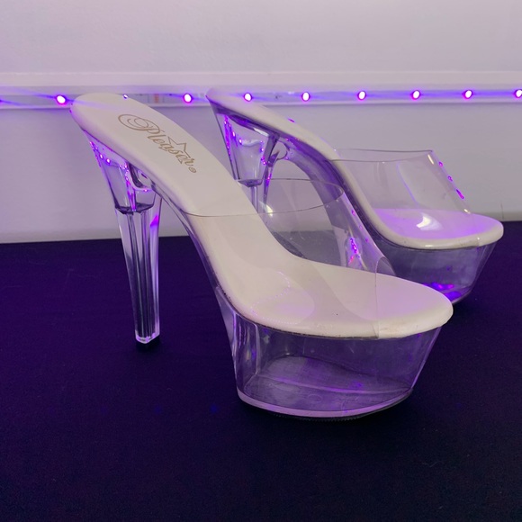 Pleaser Clear and White Heels - Picture 1 of 1